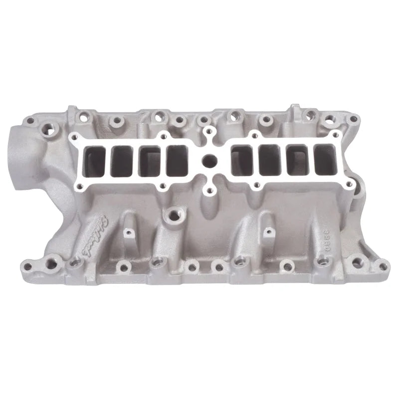 Edelbrock 5 8L Manifold Base Only w/ PCV - Side View