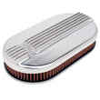 Load image into Gallery viewer, Edelbrock Air Cleaner Classic Series Oval Aluminum Top Cloth Element 17 5In X 9 35In X 3 9In - Side View