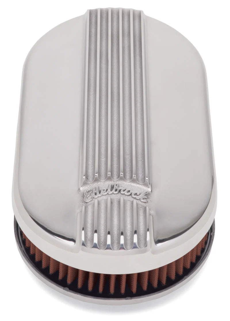 Edelbrock Air Cleaner Classic Series Oval Aluminum Top Cloth Element 17 5In X 9 35In X 3 9In - Additional View 6
