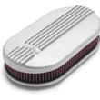 Load image into Gallery viewer, Edelbrock Air Cleaner Classic Series Oval Aluminum Top Cloth Element 17 5In X 9 35In X 3 9In Satin - Main Product View