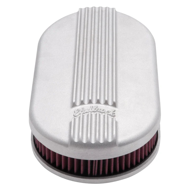 Edelbrock Air Cleaner Classic Series Oval Aluminum Top Cloth Element 17 5In X 9 35In X 3 9In Satin - Additional View 6