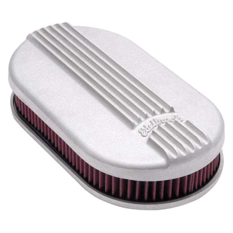 Edelbrock Air Cleaner Classic Series Oval Aluminum Top Cloth Element 17 5In X 9 35In X 3 9In Satin - Additional View 7