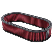Load image into Gallery viewer, Edelbrock Air Cleaner Element Oval 2 5In Tall Red w/ White Strip - Installation View