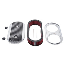 Load image into Gallery viewer, Edelbrock Air Cleaner Elite II Oval Dual-Quad Carbs 2 5In Red Element Polished - Main Product View