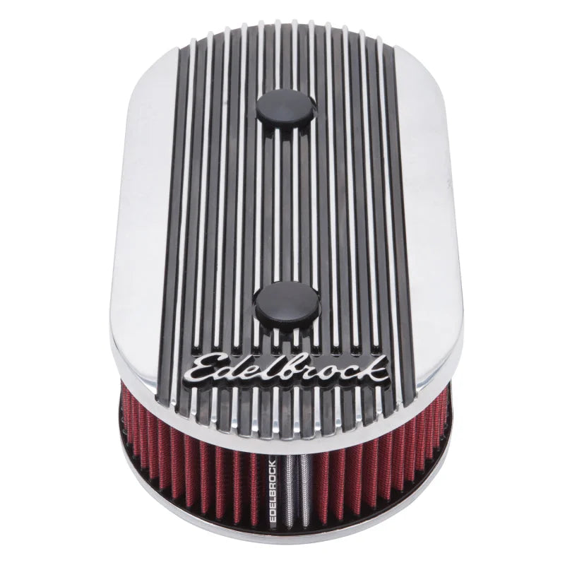Edelbrock Air Cleaner Elite II Oval Dual-Quad Carbs 2 5In Red Element Polished - Additional View 5