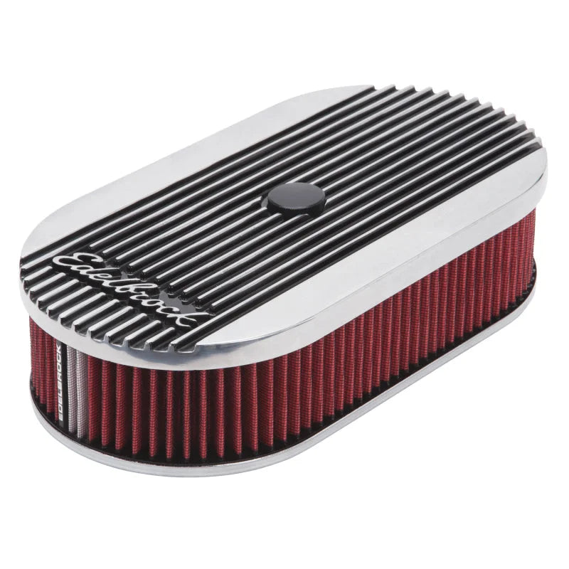 Edelbrock Air Cleaner Elite II Oval Single 4-Bbl Carb 2 5In Red Element Polished - Additional View 5