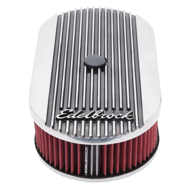 Edelbrock Air Cleaner Elite II Oval Single 4-Bbl Carb 2 5In Red Element Polished - Additional View 6