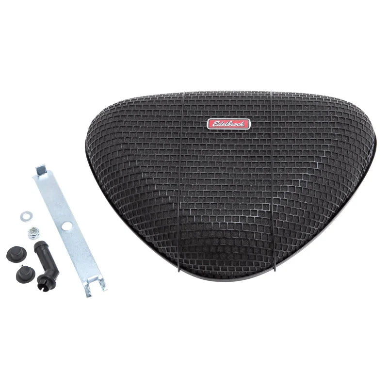 Edelbrock Air Cleaner Pro-Flo 1000 Series Triangular Steel Top 11 375In X 8 375In X 3In Black - Side View