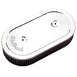 Load image into Gallery viewer, Edelbrock Air Cleaner Pro-Flo Series Oval Steel Top Cloth Element 13.5In X 7In X 3.5In Chrome - Main Product View