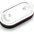 Load image into Gallery viewer, Edelbrock Air Cleaner Pro-Flo Series Oval Steel Top Cloth Element 13.5In X 7In X 3.5In Chrome - Side View