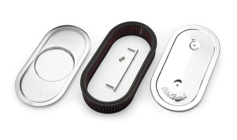 Edelbrock Air Cleaner Pro-Flo Series Oval Steel Top Cloth Element 13.5In X 7In X 3.5In Chrome - Additional View 6