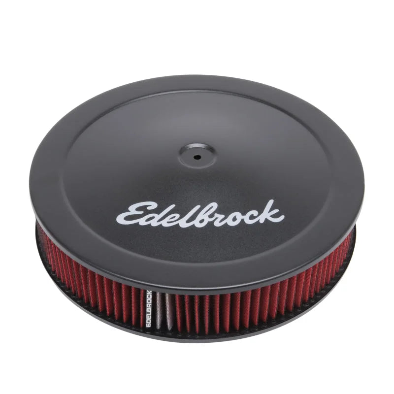 Edelbrock Air Cleaner Pro-Flo Series Round 14 In Diameter Cloth Element 3/8In Dropped Base Black - Main Product View