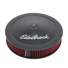Load image into Gallery viewer, Edelbrock Air Cleaner Pro-Flo Series Round 14 In Diameter Cloth Element 3/8In Dropped Base Black - Main Product View
