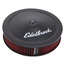 Load image into Gallery viewer, Edelbrock Air Cleaner Pro-Flo Series Round 14 In Diameter Cloth Element 3/8In Dropped Base Black - Back View