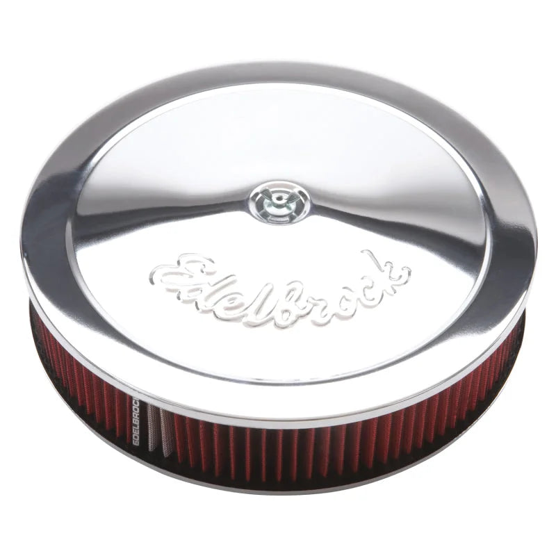 Edelbrock Air Cleaner Pro-Flo Series Round 14 In Diameter Cloth Element 3/8In Dropped Base Chrome - Main Product View