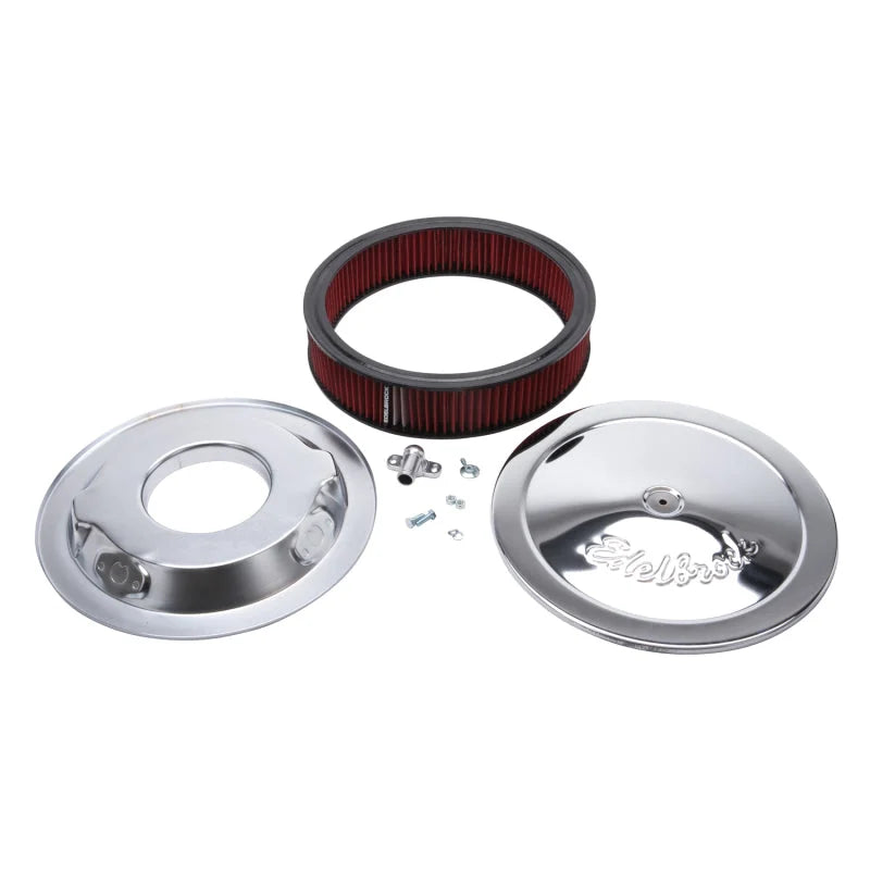 Edelbrock Air Cleaner Pro-Flo Series Round 14 In Diameter Cloth Element Chrome - Back View