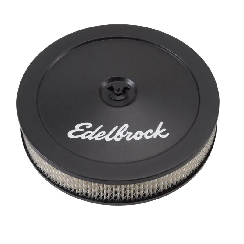 Edelbrock Air Cleaner Pro-Flo Series Round Steel Top Paper Element 10In Dia X 3.5In Black - Side View