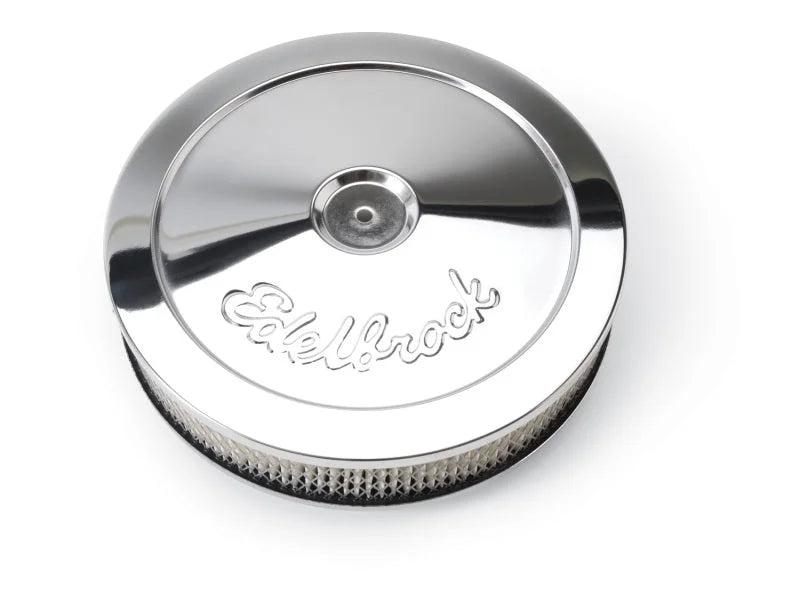 Edelbrock Air Cleaner Pro-Flo Series Round Steel Top Paper Element 10In Dia X 3.5In Chrome - Side View