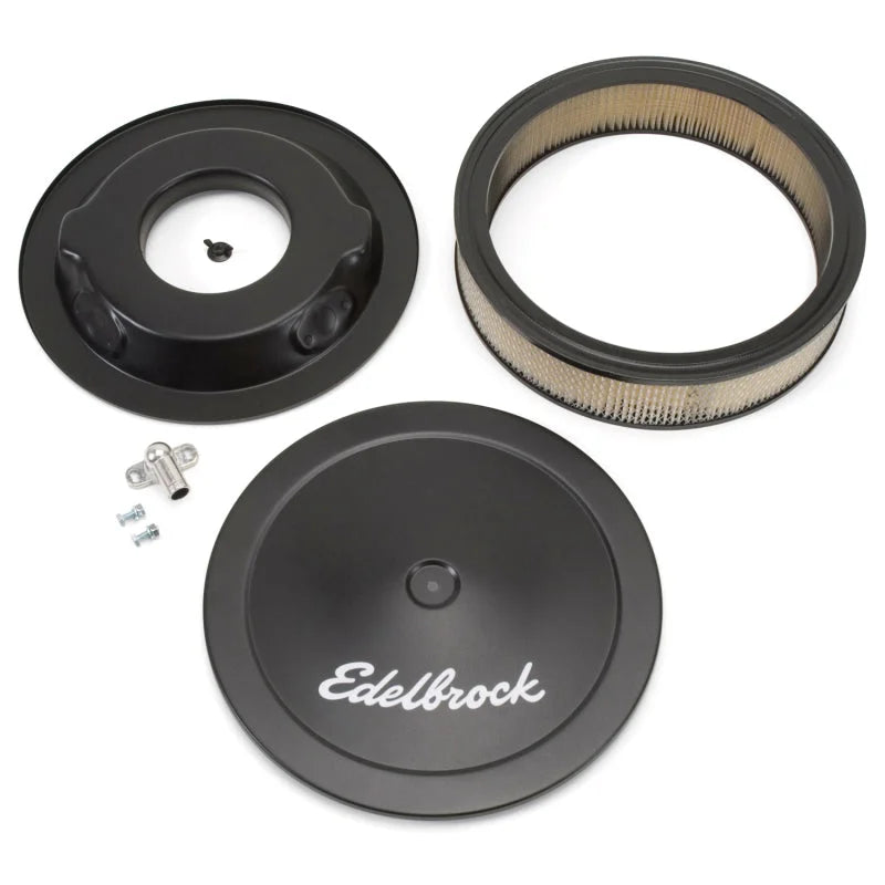Edelbrock Air Cleaner Pro-Flo Series Round Steel Top Paper Element 14In Dia X 3.75In Dropped Base fits 1980-1989 Buick / C...