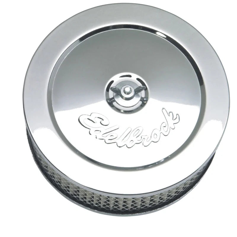 Edelbrock Air Cleaner Pro-Flo Series Round Steel Top Paper Element 6In Dia X 3.625In Chrome - Side View