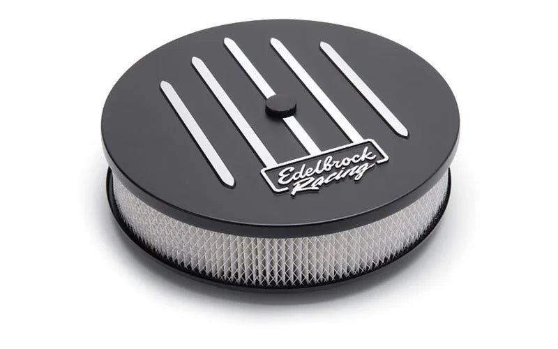 Edelbrock Air Cleaner Racing Series Round Aluminum Top Cloth Element 14In Dia X 3.125In Dropped Base - Side View