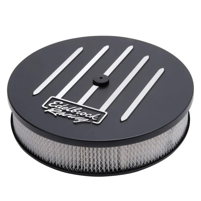 Edelbrock Air Cleaner Racing Series Round Aluminum Top Cloth Element 14In Dia X 3.125In Dropped Base - Back View