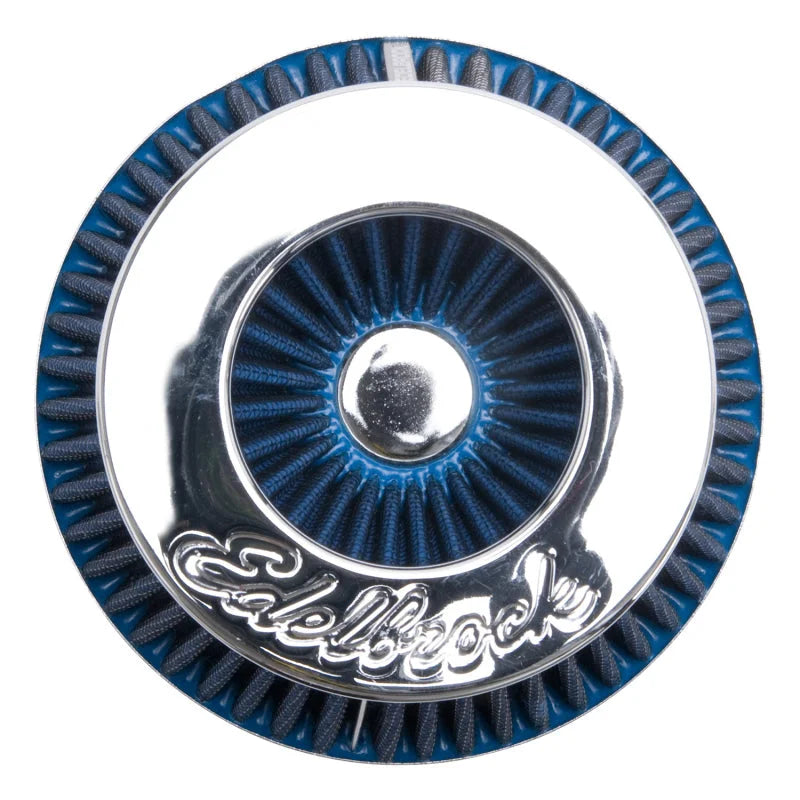 Edelbrock Air Filter Pro-Flo Series Conical 3.7In Tall Blue/Chrome - Installation View