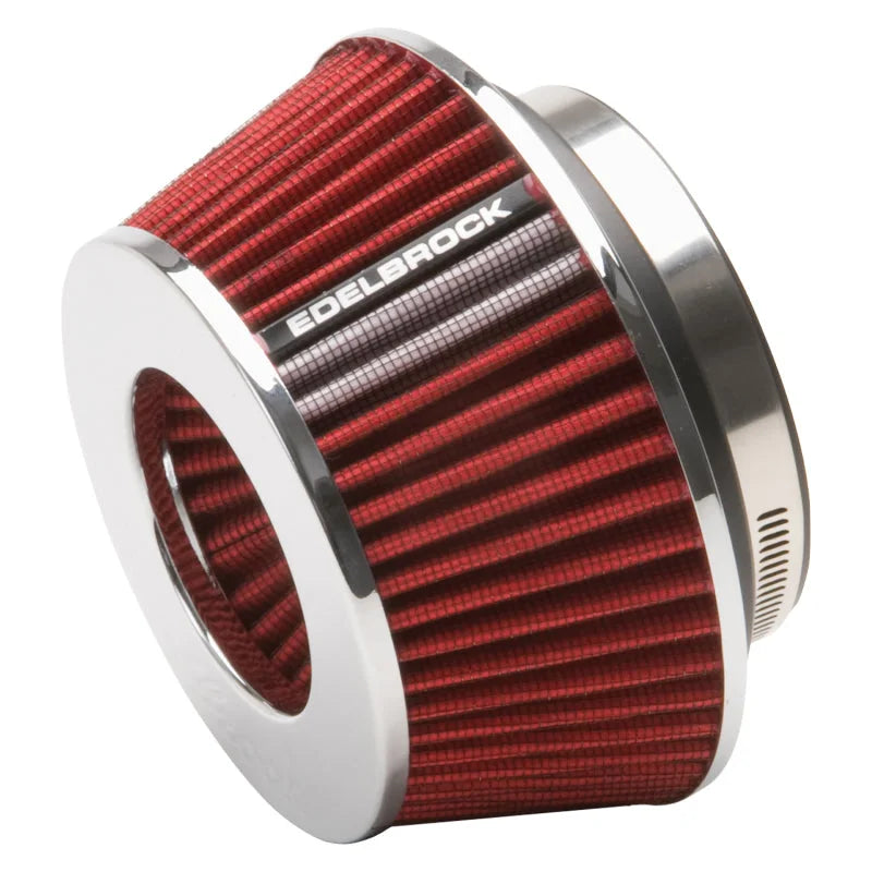 Edelbrock Air Filter Pro-Flo Series Conical 3.7In Tall Red/Chrome - Main Product View