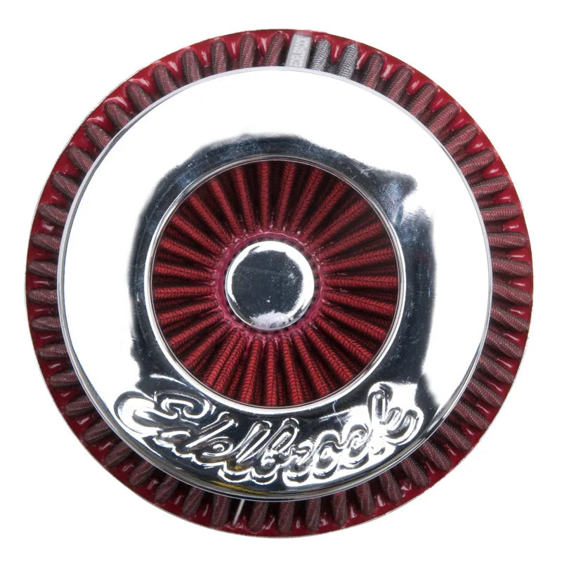 Edelbrock Air Filter Pro-Flo Series Conical 3.7In Tall Red/Chrome - Side View