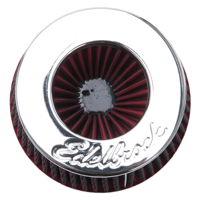 Edelbrock Air Filter Pro-Flo Series Conical 6.7In Tall Red/Chrome - Side View