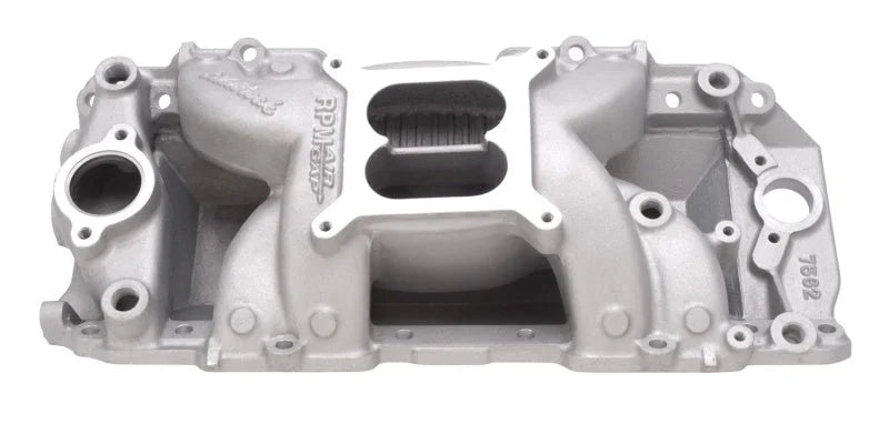 Edelbrock B/B Rect Port RPM Air-Gap Manifold fits 1968-1990 Avanti / Chevrolet / GMC - Side View