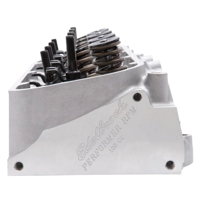 Edelbrock Cylinder Head BBC Performer RPM Oval Port 100cc Complete Single w/ Springs - Back View