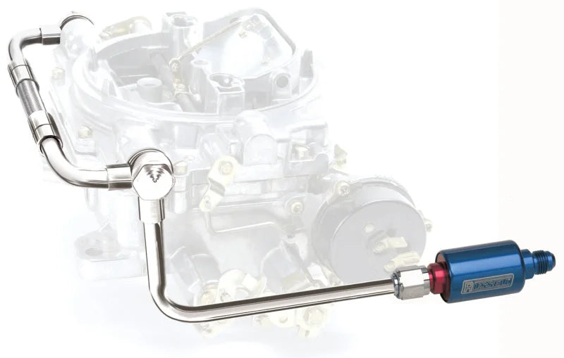 Edelbrock Dual Feed Line/Thunder Series Carb w/ Fuel Filter - Side View