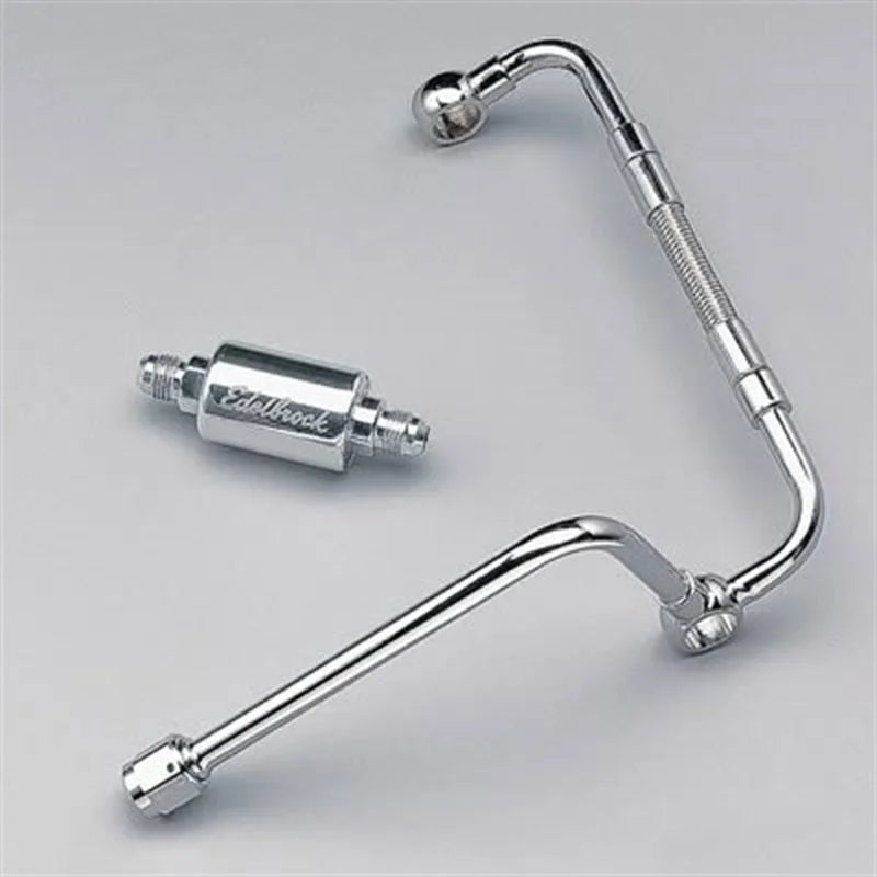 Edelbrock Dual Feed Line/Thunder Series Carb w/ Polished Fuel Filter - Main Product View