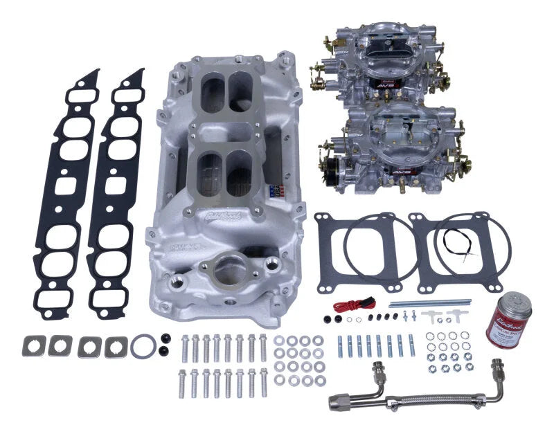 Edelbrock Dual Quad Kit Performer RPM Air Gap BBC Oval Port - Side View