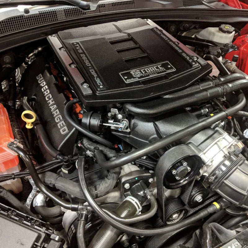 Edelbrock E-Force 2650 TVS Supercharger 16-18 Chevy Camaro SS LT1 Manual Trans - Side View