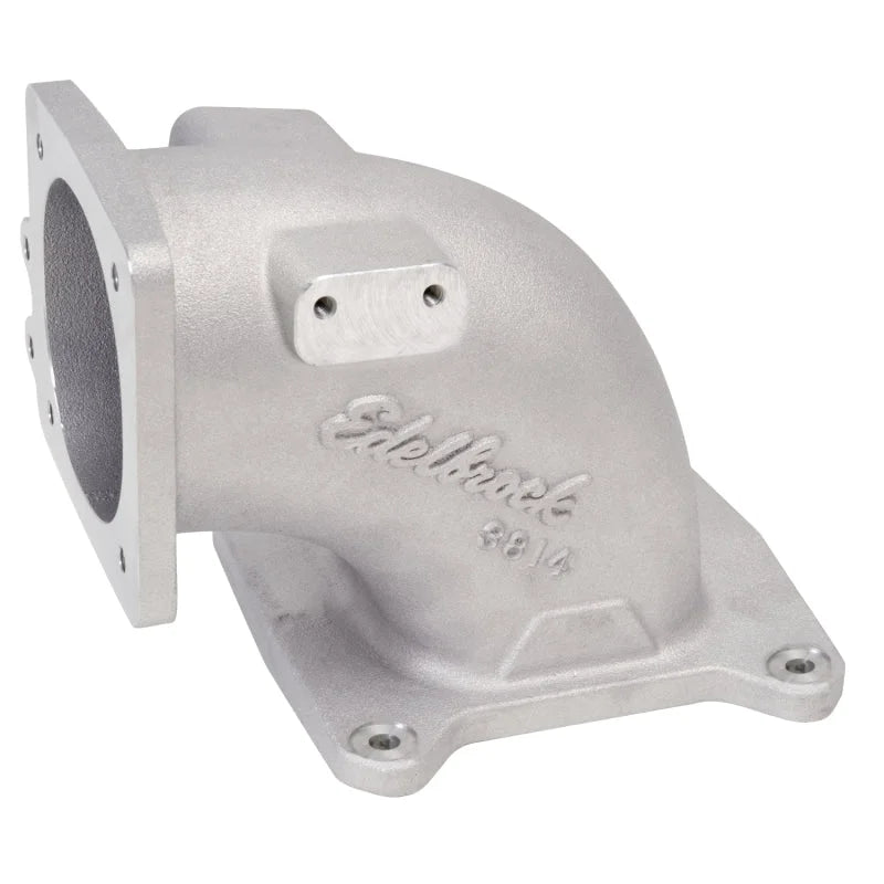 Edelbrock EFI Intake Elbow Universal 100 Deg 95mm T B to 4500 Dominator Flange Tall Profile - Side View