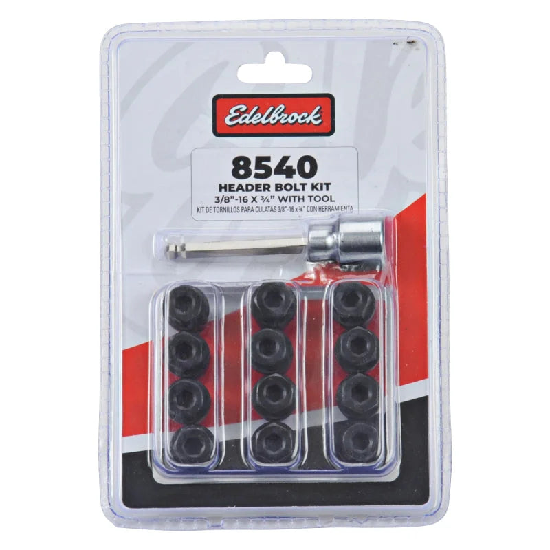 Edelbrock Exhaust Header Bolts 3/8in-16 X 3/4in, Black Oxide W/ Allen Socket - Main Product View