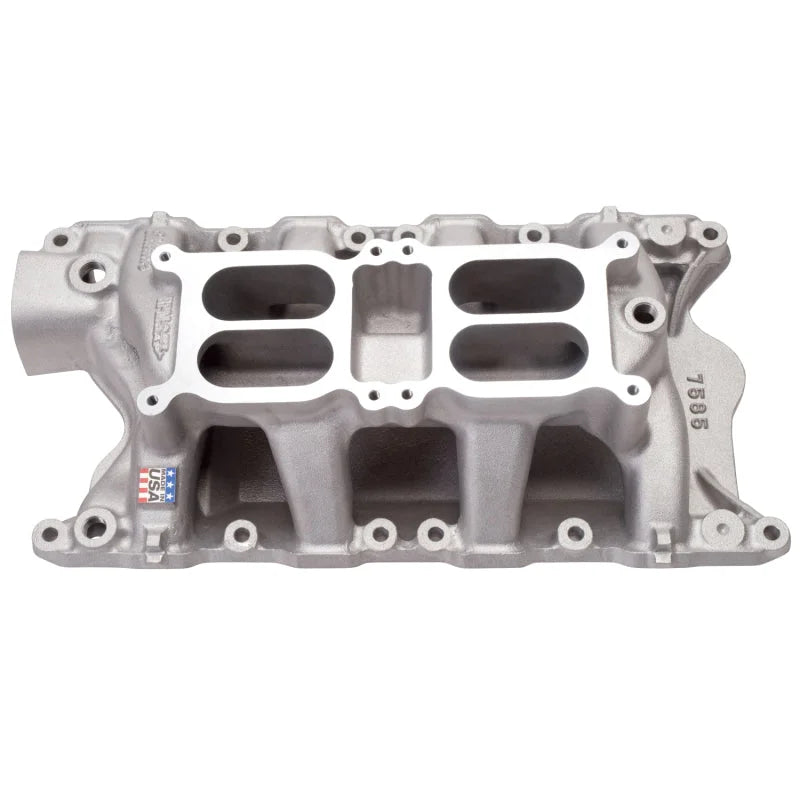 Edelbrock Ford 351 W Dual Quad Air Gap Manifold - Side View