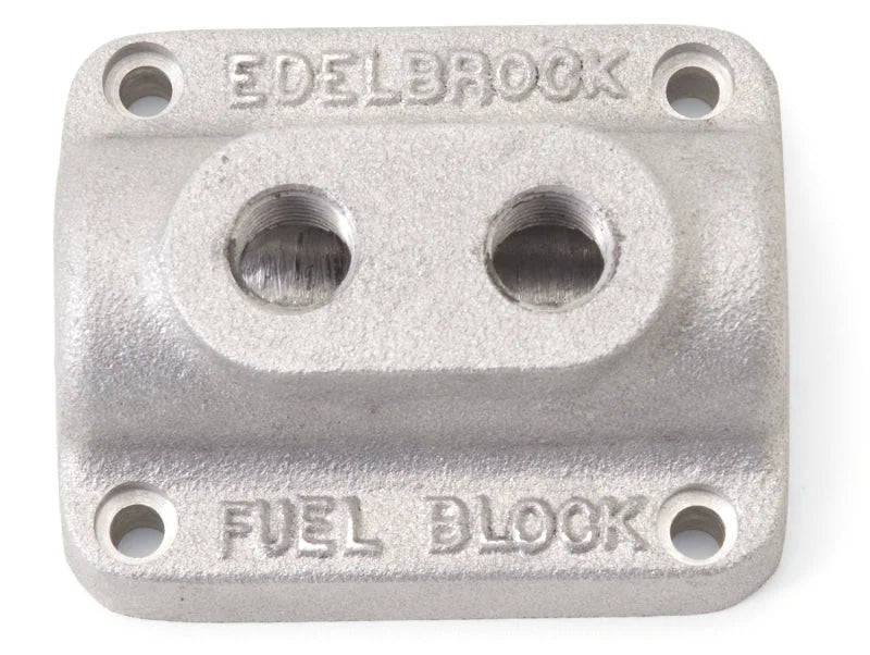 Edelbrock Fuel Block Dual Carburetor As Cast - Side View