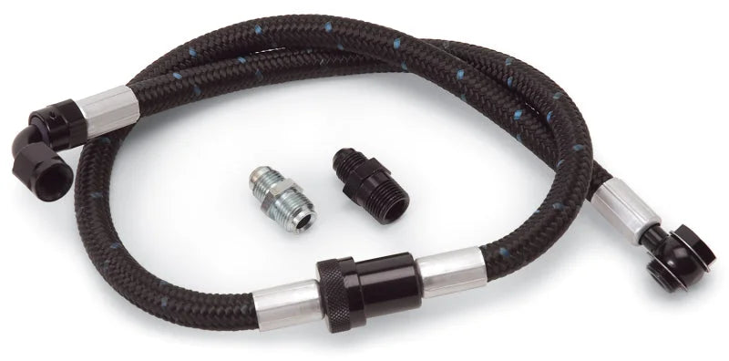 Edelbrock Fuel Hose Assembly w/ Street Filter SBC Proclassic Finish - Side View