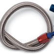 Load image into Gallery viewer, Edelbrock Fuel Line Braided Stainless for BBC ( Use w/ 8134 ) - Side View