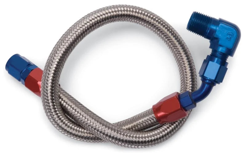Edelbrock Fuel Line Braided Stainless for BBC ( Use w/ 8134 ) - Side View