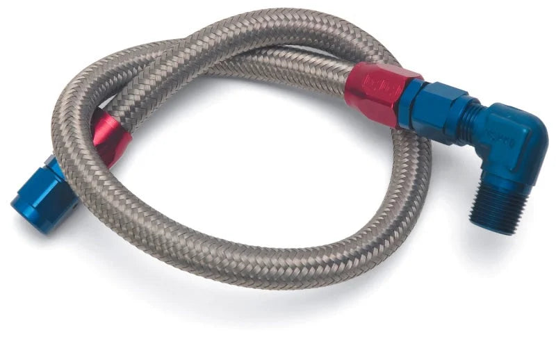 Edelbrock Fuel Line Braided Stainless for SBC ( Use w/ 8134 ) - Side View