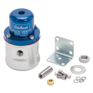 Edelbrock Fuel Pressure Regulator Carbureted 160 GPH 5-10 PSI 3/8In In/Out 3/8In Return Blue/Clear - Main Product View