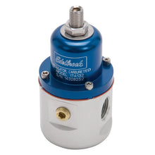 Load image into Gallery viewer, Edelbrock Fuel Pressure Regulator Carbureted 160 GPH 5-10 PSI 3/8In In/Out 3/8In Return Blue/Clear - Installation View