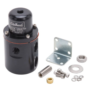 Edelbrock Fuel Pressure Regulator Carbureted 160 GPH 5-10 PSI 3/8In In/Out Returnless Black - Main Product View