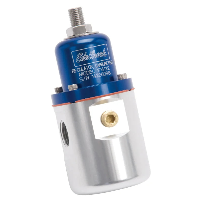 Edelbrock Fuel Pressure Regulator Carbureted 160 GPH 5-10 PSI 3/8In In/Out Returnless Blue/Clear - Additional View 5