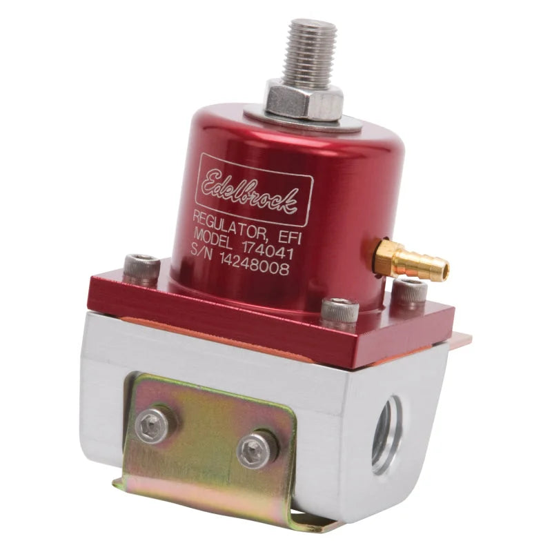 Edelbrock Fuel Pressure Regulator EFI 180 GPH 35-90 PSI -6 In/Out -6 Return Red/Clear - Side View