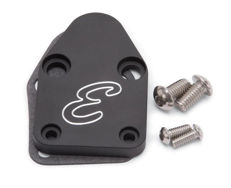 Edelbrock Fuel Pump Block-Off Plate SBC Billet Aluminum - Side View